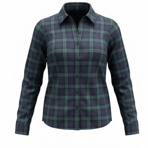 J. MCLAUGHLIN WOMENS BLOUSE GREEN BLUE CHECKERED SIZE M